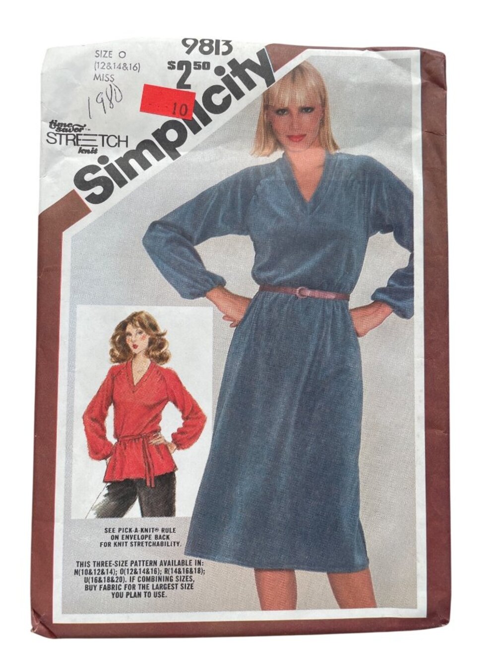 Vintage 80s Simplicity 9813 Sewing Pattern Size 12-14-16 Misses Dress Or Top CUT
